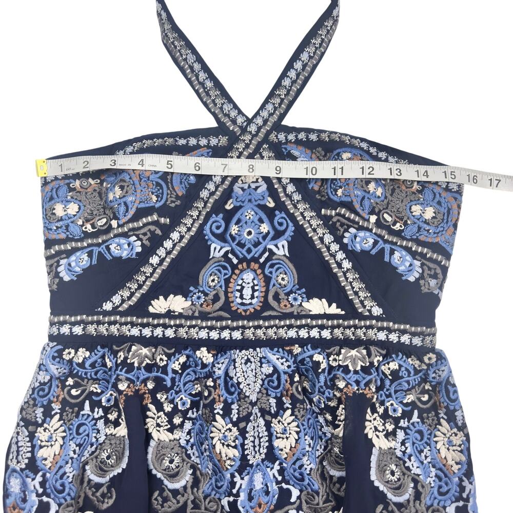 Altar’d State | Women | Corabeth Embroidered Blue Halter Neck Maxi Dress | Small - Picture 7 of 16